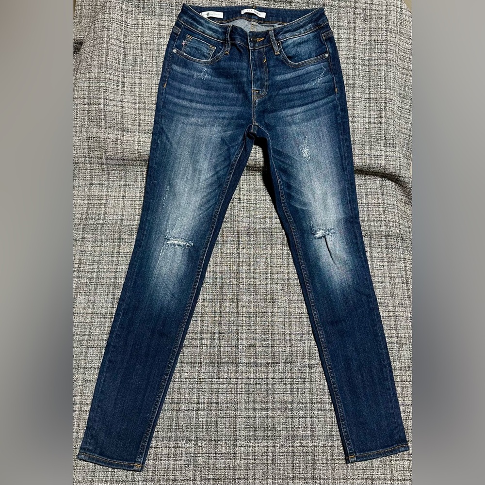 Vigoss Dark Distressed Denim Jeans, Jagger Skinny Style, Women Size 26